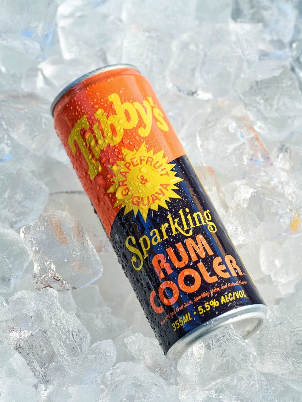 A can of Tubby's Grapefruit and Guava Sparkling Rum Cooler on ice